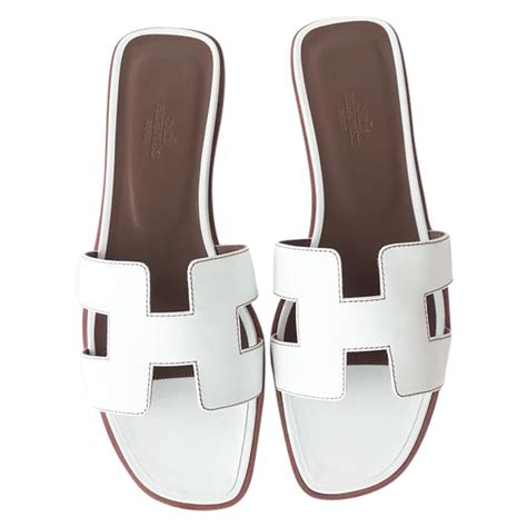 hermes oran sandals white